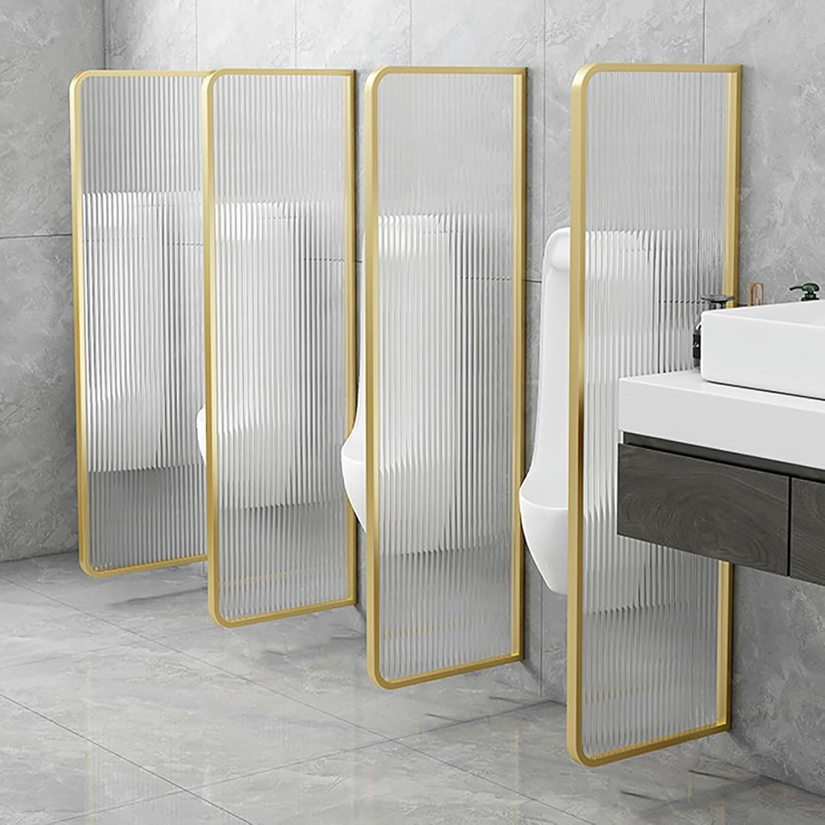 GTHTUHFD Urinal Divider Partition For Men'S Restroom In Schools Kindergartens Shopping Malls And Public Restrooms Wall Mounted Urinal Partition Extender For Toilet Protection,Gold-1 pcs