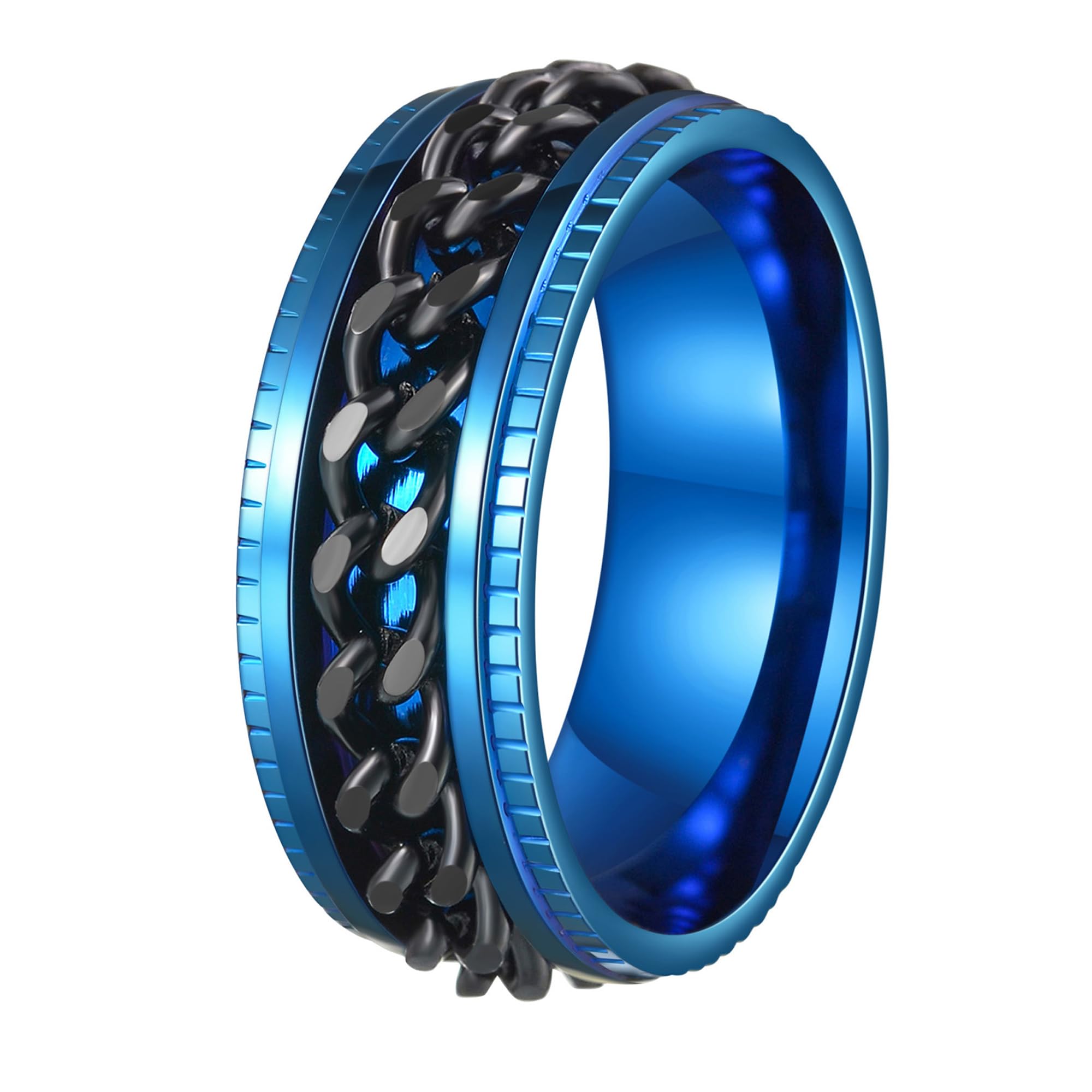 Mens Fidget Rings Anxiety Rings for Men Women Chain Spinner Rings for Kids Teen Titanium Steel Ring-image-27