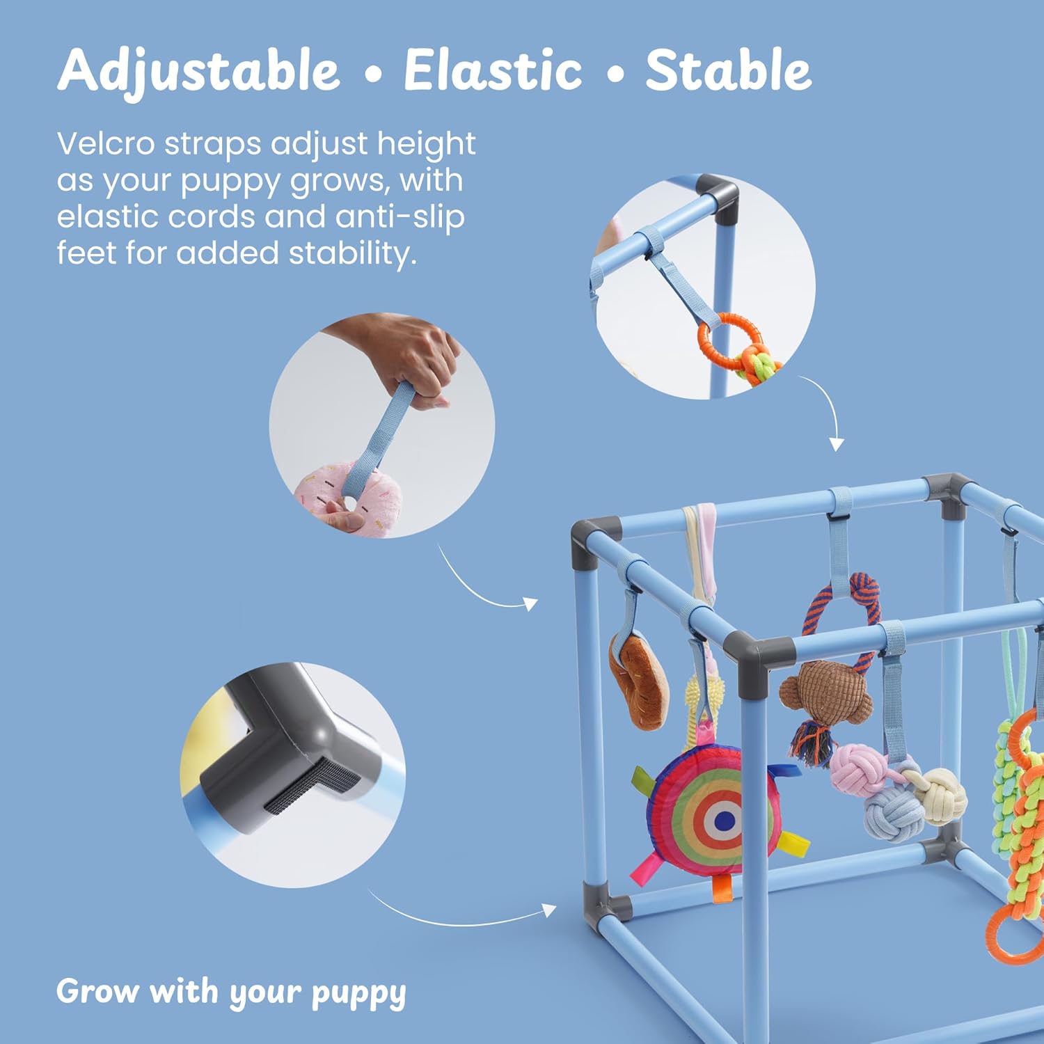 Nocciola Dog Toy Bundle of Puppy Play Gym & 14 Packs Squeaky Dog Toys