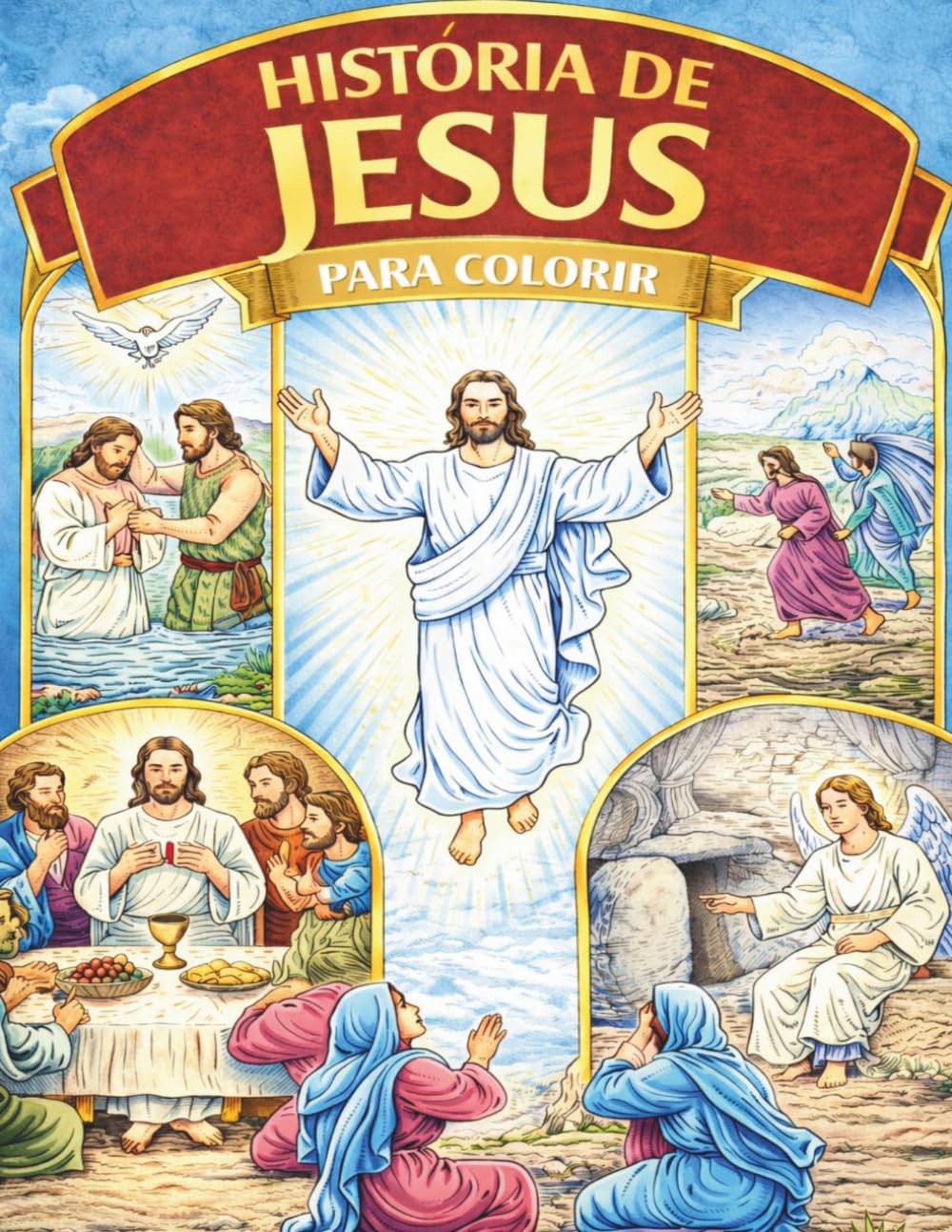 história de jesus cristo para colorir