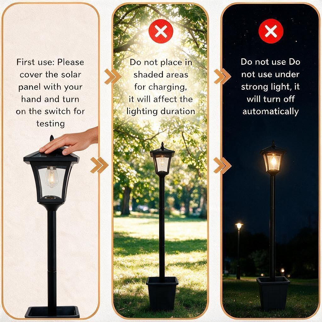 Solarlaterne für Außen Stehend 150cm mit Blumentopf, Solarlampe Warmweiß | 2er Set Solarleuchte mit Blumenkübel Wetterfest mit Dämmerungssensor LED für Garten Terrasse Vorgarten Licht Deko