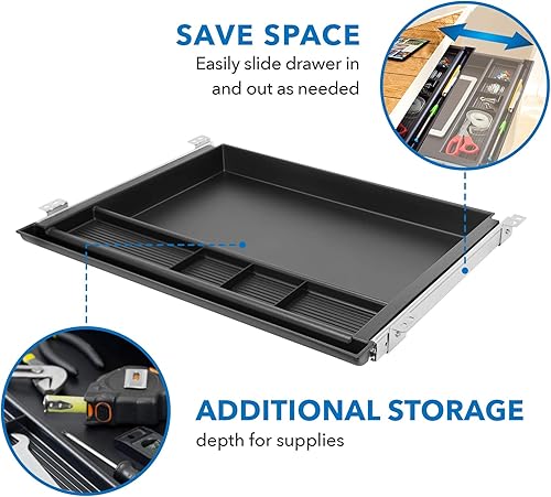 Miniatura 4 de Mount-It Cajón para debajo del escritorio bandeja deslizante debajo del escritorio para almacenamiento de bolígrafos lápices y otros artículos
