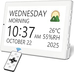 Amazon.com: 10.1" Digital Clock with Date and Day for Elderly, Remote ...
