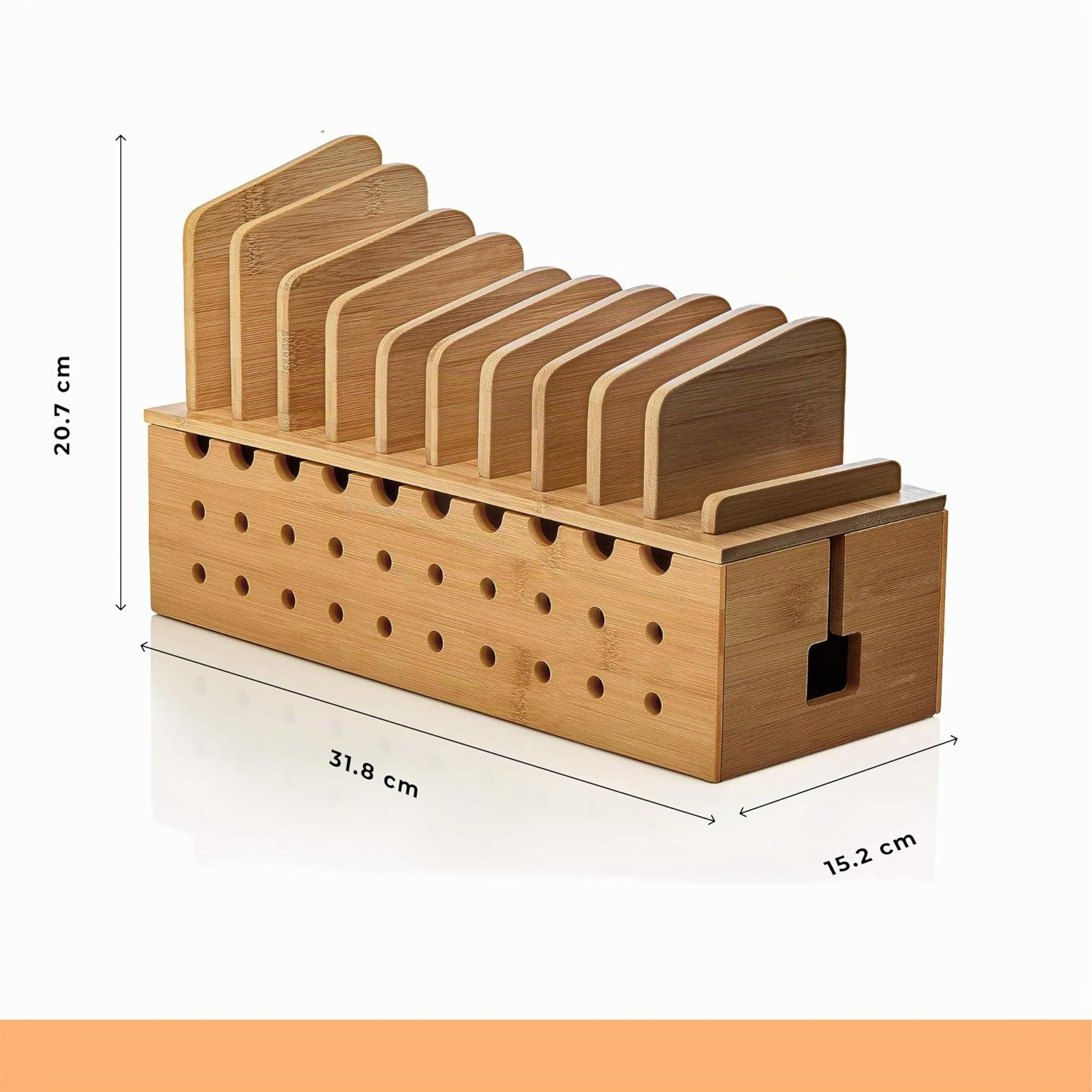 Prosumer's Choice Ständer für mehrere Ladestationen mit Kabelbox-Organizer – Schreibtisch-Organizer aus Bambus für 10 Geräte und Kabelmanagement – ​​kompatibel mit Smartphones und Tablets