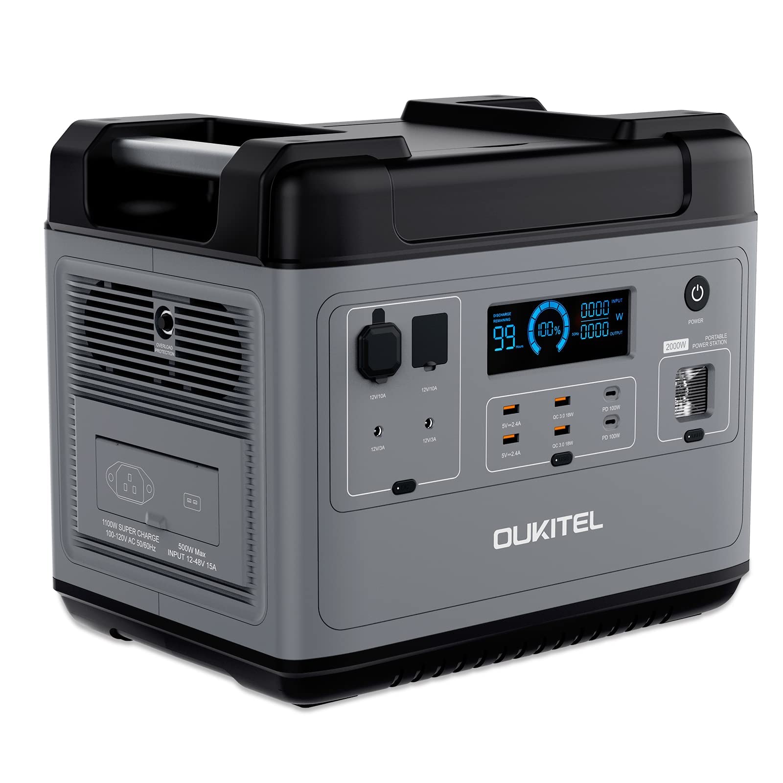 Buy OUKITEL P2001 2000W Portable Power Station, 2000Wh LiFePO4 Solar