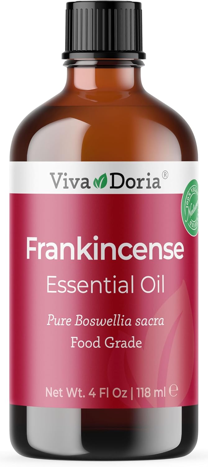 Viva Doria Frankincense Essential Oil, 100% Pure, Natural Essential Oil, Undiluted, for Aromatherapy | Food Grade, 118 mL (4 Fluid Ounce)