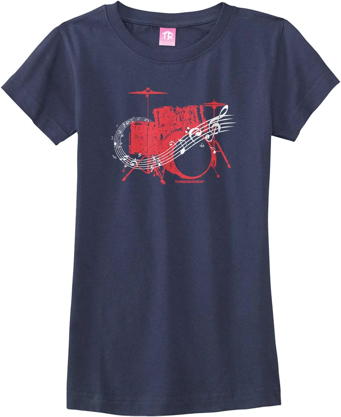 Threadrock Big Girls' Drum Kit Fitted T-Shirt