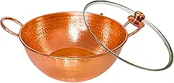 Tacho De Cobre Puro 10 Litros Com Tampa de Vidro Alças Cobre