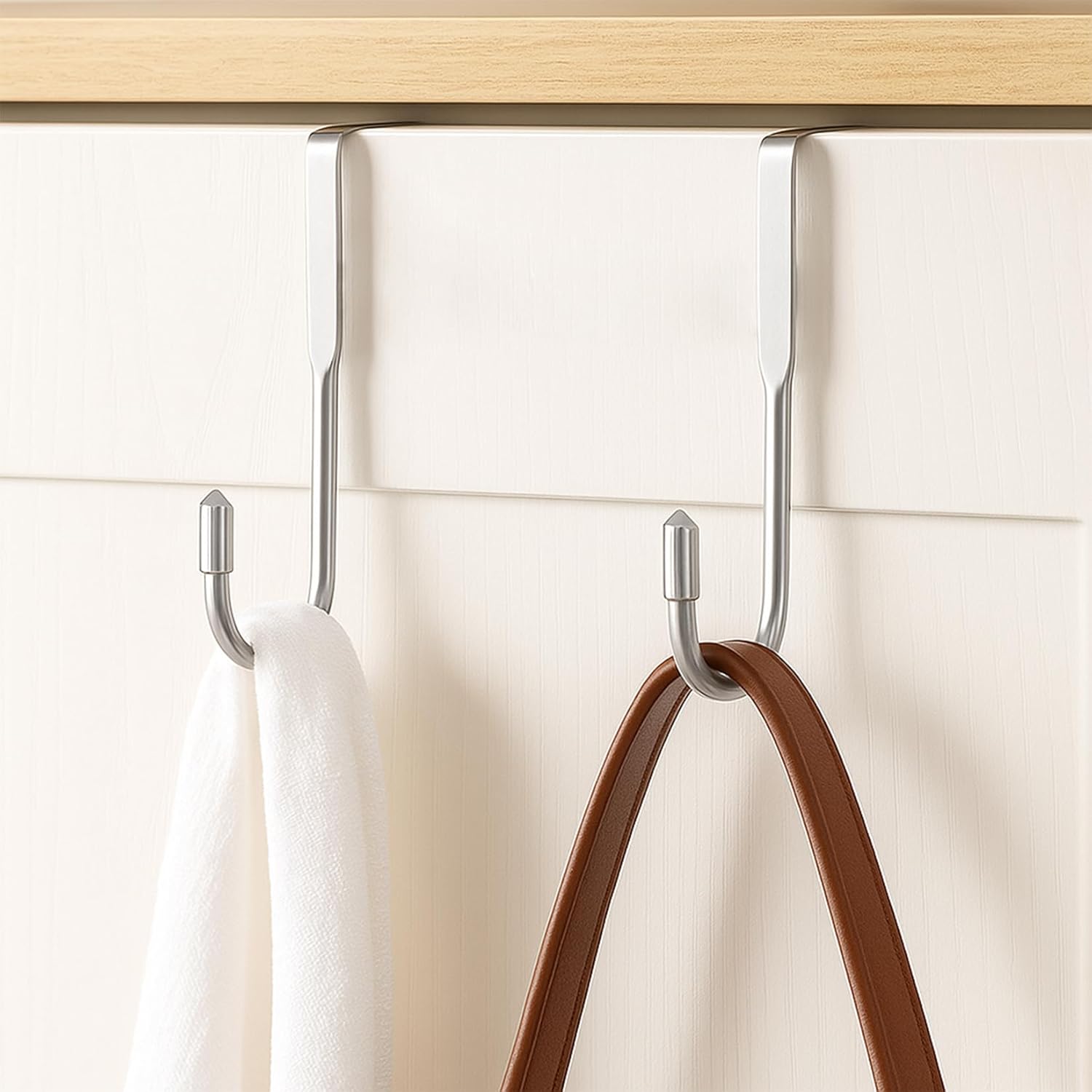 3 Pcs Over Cabinet Hooks, Over The Door Cabenit HooksJ-Shaped, Wall Kitchen Towel Hooks for Cabinets Closet Wardrobe Door Drawer Hook Bathroom Hanging Coat Clothes Bags