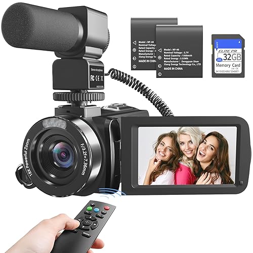 MURAUX Video Camera 6K Camcorder Vloging Camera for YouTube 18X Digital Zoom 3.0“ Touch Screen WiFi Camera with Microphone, 2.4G Remote Control, 2 Batteries & 32G SD Card - 6K