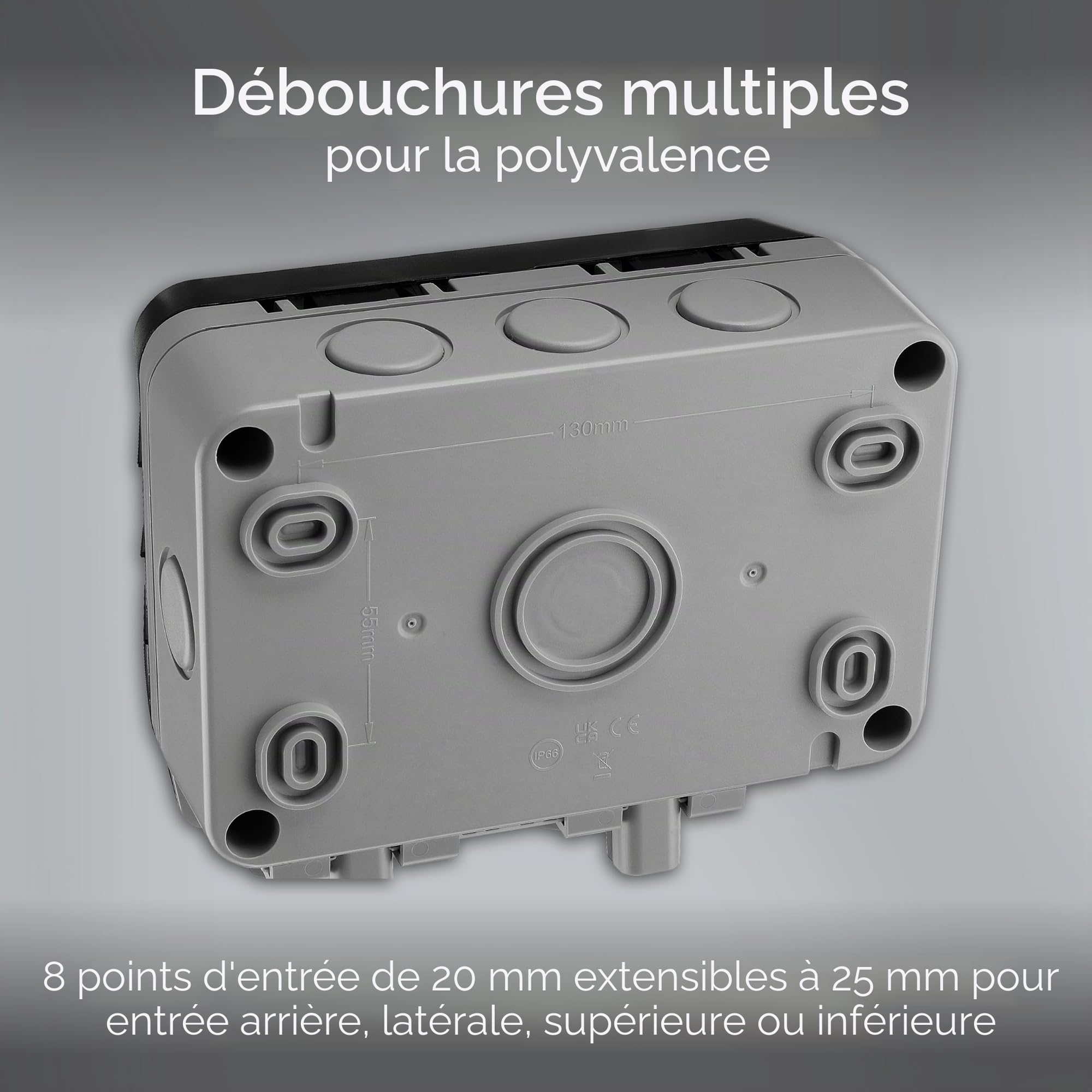 Masterplug BG Double prise électrique étanche extérieure commutée avec répéteur Wi-Fi IP66 13 A
