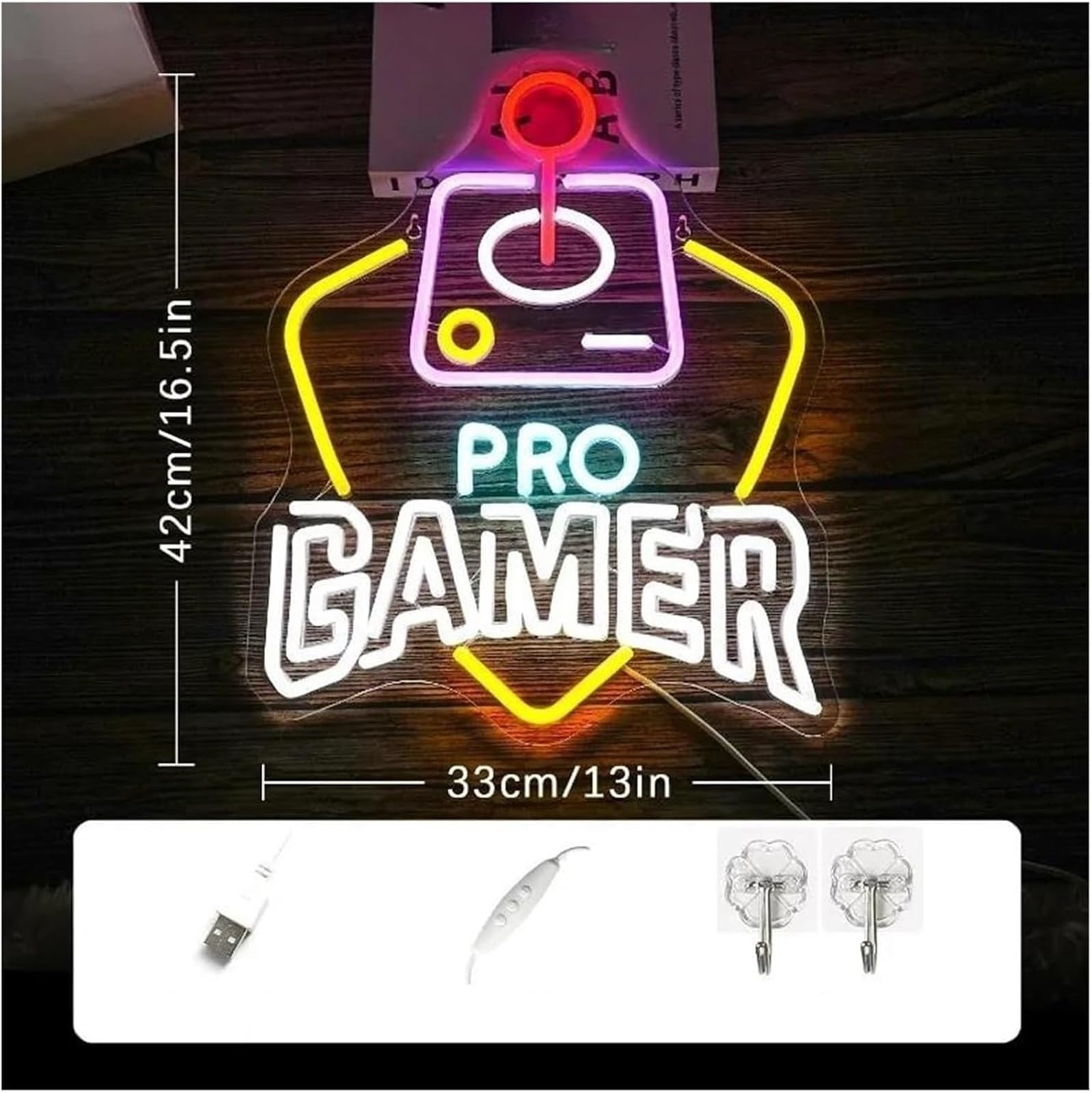 lampe néon Enseigne lumineuse néon Gaming pour chambre de garçon, veilleuse pour décoration murale fête, 33 x 42 cm