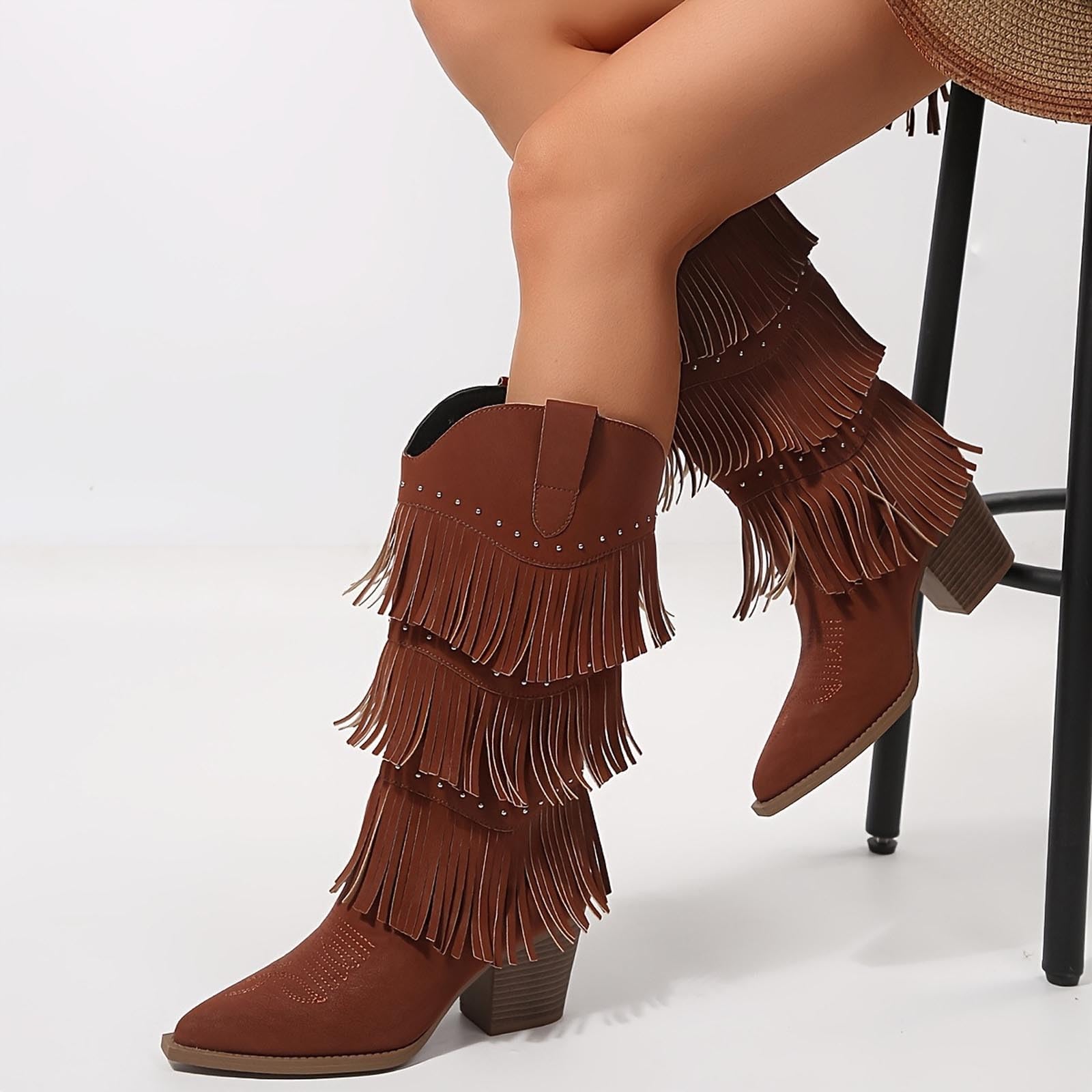 Bottines Femme Talon Bloc Bout Pointu Zip Latéral Coupe Structurée