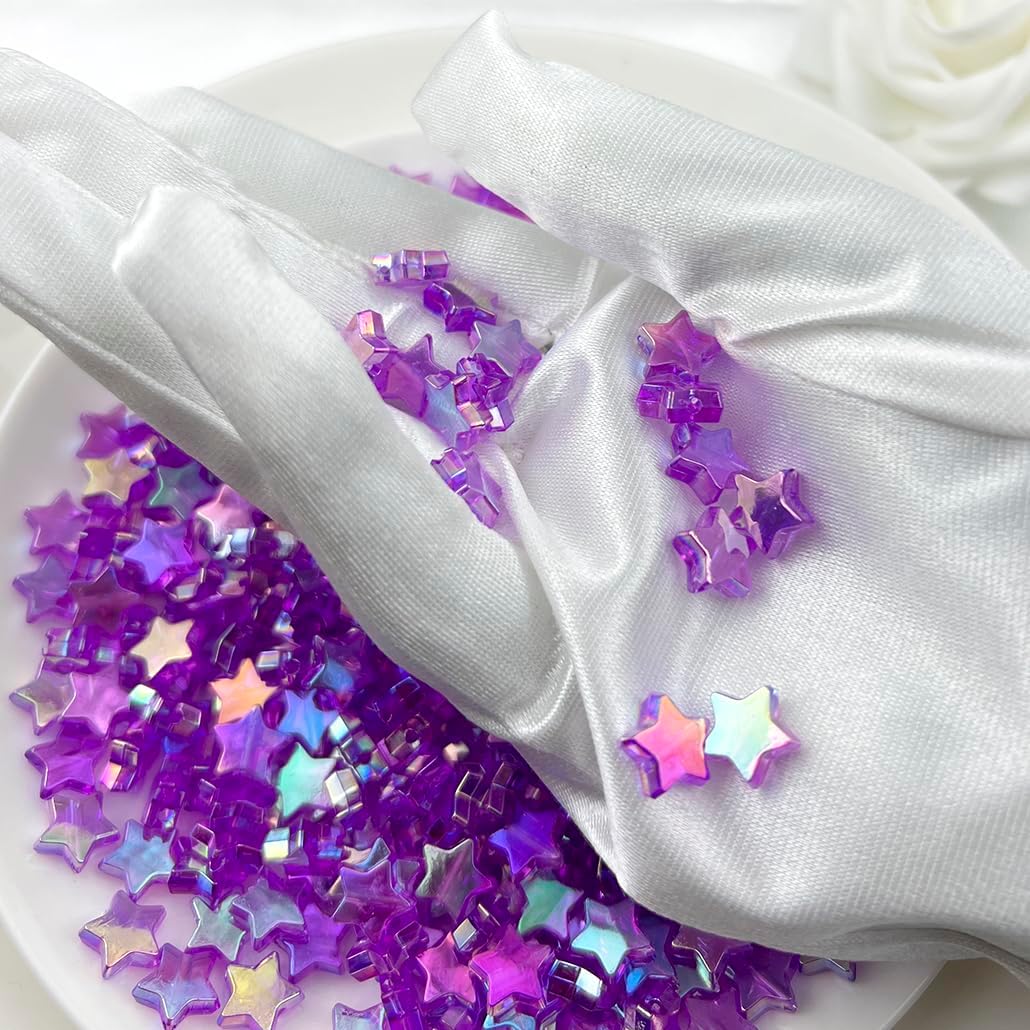 400Pcs Acrylic Star Beads, Purple AB, Star Shape, Loose Beads for Jewelry Making DIY Bracelet Earring Necklace Key Chains - Image 3