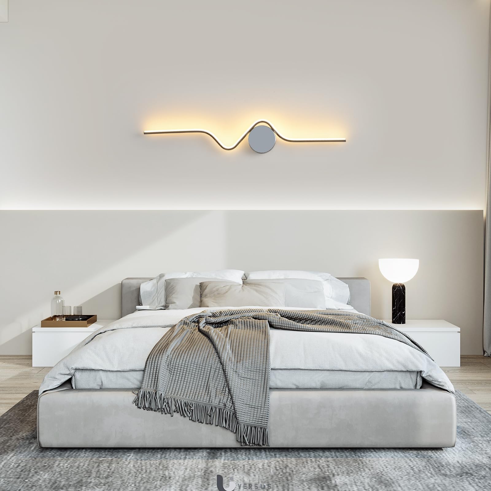 GEADI Applique LED Parete Interno, 16W 87cm Lampada da Parete Moderna Creativo, Lineare Lampada a Muro Dimmabile per Camera da Letto, Soggiorno, Corridoio, Cucina