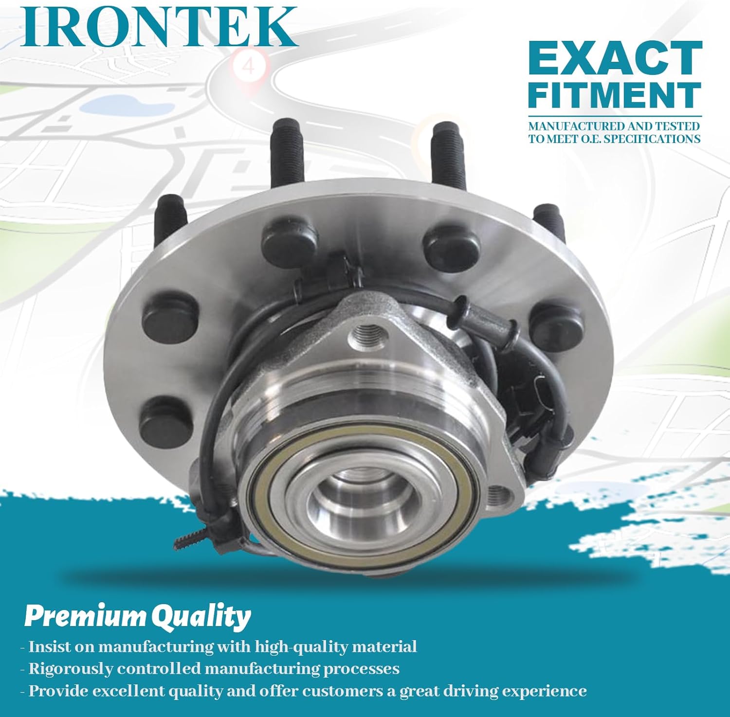 IRONTEK 515089 Front Wheel Hub and Bearing Assembly Compatible for Dodge 2003-2005 Ram 2500/2003-2005 Ram 3500 Wheel Bearing and Hub; 8 Lugs W/ABS 2PCS