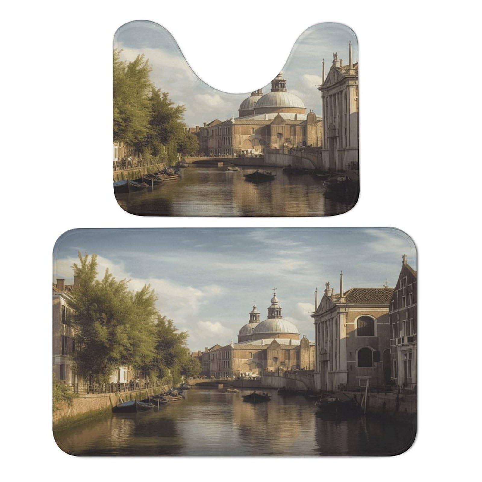 Lot de 2 tapis de sol en velours corail église et deux canaux pour salle de bain