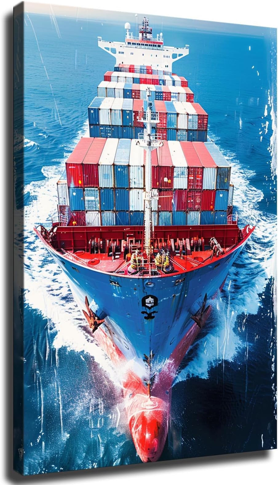 HILAB Cargo Container Ship Large Freighter Seascape Retro Painted Canvas Art HD Print Poster Modern Home Bedroom Aesthetic Decoration (12 * 18,Unframed)
