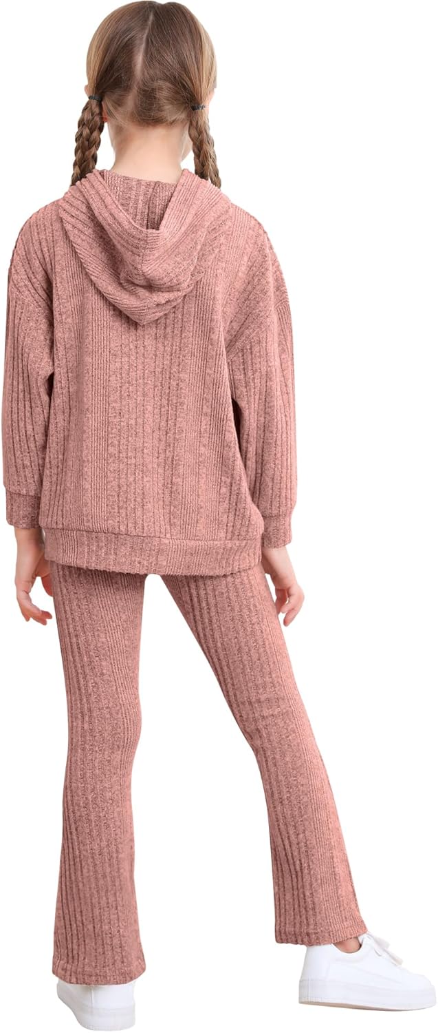 LecGee Kid Girl Clothes Fall Long Sleeve Hoodie Sweatshirt Flared Pants Set Casual 2 Piece Bell Bottom Outfits Tracksuit - Image 3