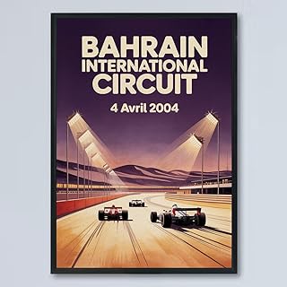 Vintage F1 Racing Poster–Bahrain International Circuit 4 Avril 2004 Circuit Motorsport Wall Art–Retro Formula 1 Race Car Print, Unique Gift for Fans, Office, Living Room, Home & Garage Décor W3gqrH