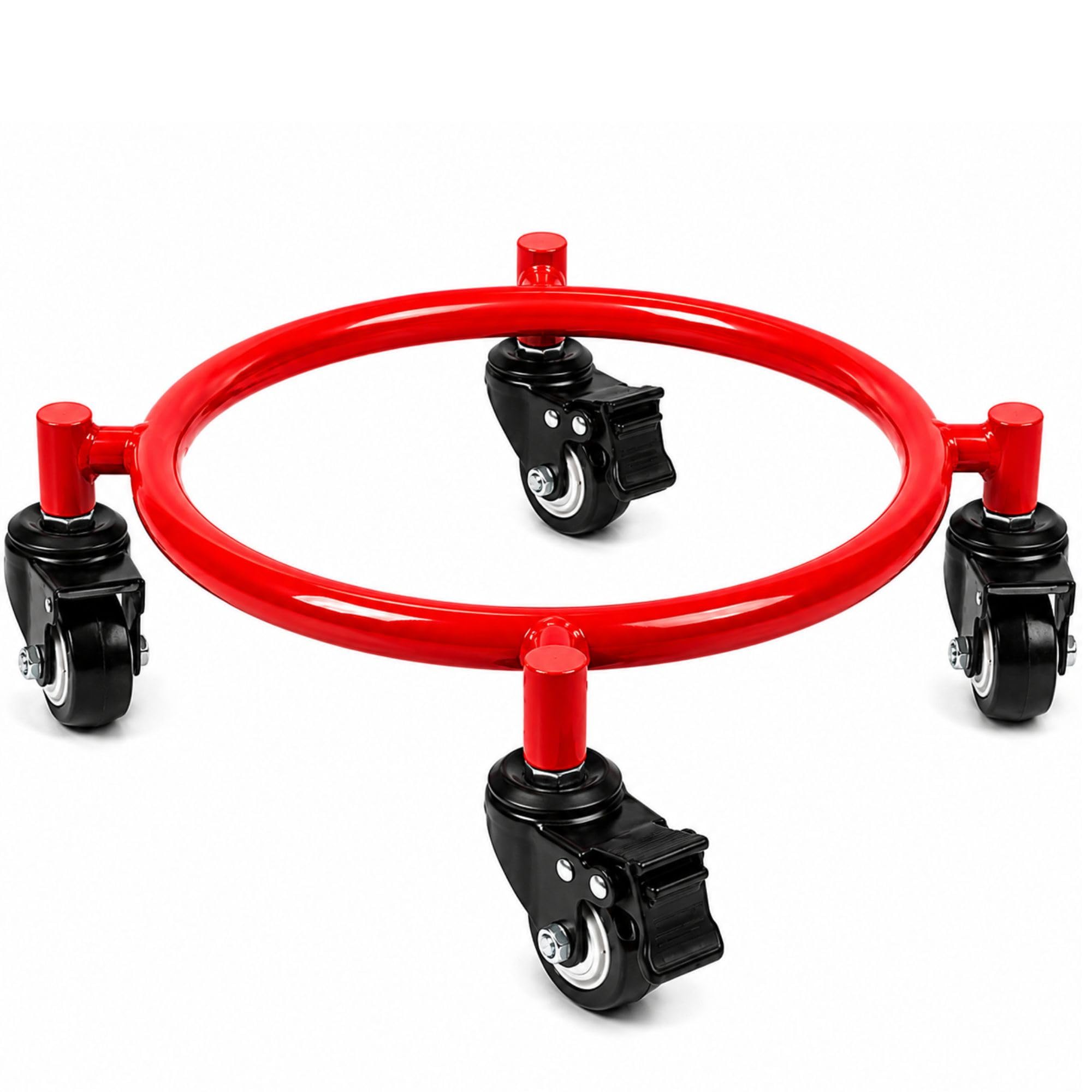 KALIAT Heavy Duty Gas Cylinder Trolley – Red Stainless Steel Stand with Double Bearing 2+2 Lock Wheels | Kitchen Cylinder Trolly for Easy Rolling & Carrying | Small Space Utility Accessory-image-16