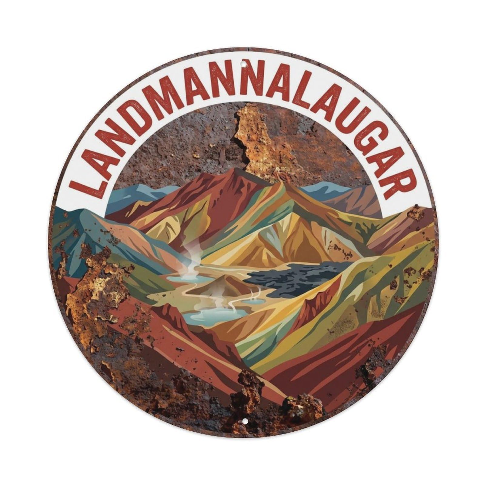Vintage Travel Landmannalaugar Iceland Highlands Metal Tin Sign