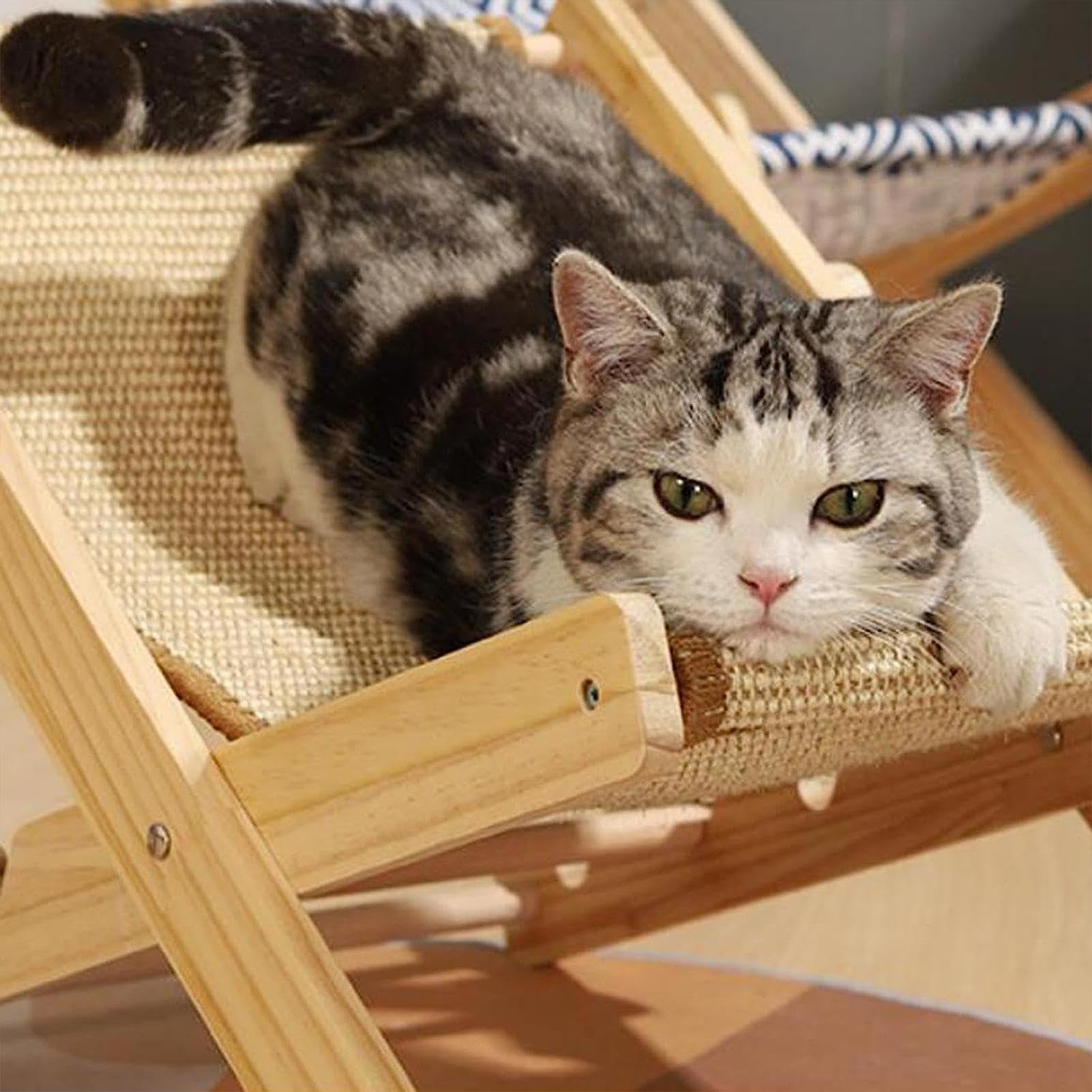 Entspannter Katzensitz: Erhöhte Liegestuhl für Hunde, Haustier-Hängematte | Kratzstuhl aus Sisal | erhöhter Liegestuhl | Verstellbarer Haustier-Lounge, Liegeplatz aus | Sofa für Katzen