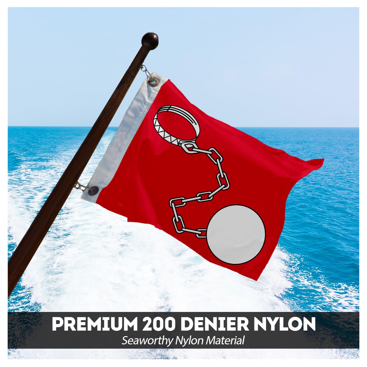 AGAS Wife Aboard Novelty Boat Flag - 12 x 18 inch - Double Sided Printed 200D Nylon - Solid Brass Eyelets Canvas Heading - Vivid Colors Fade Proof - Wife On Board Funny Boat Nautical Flag