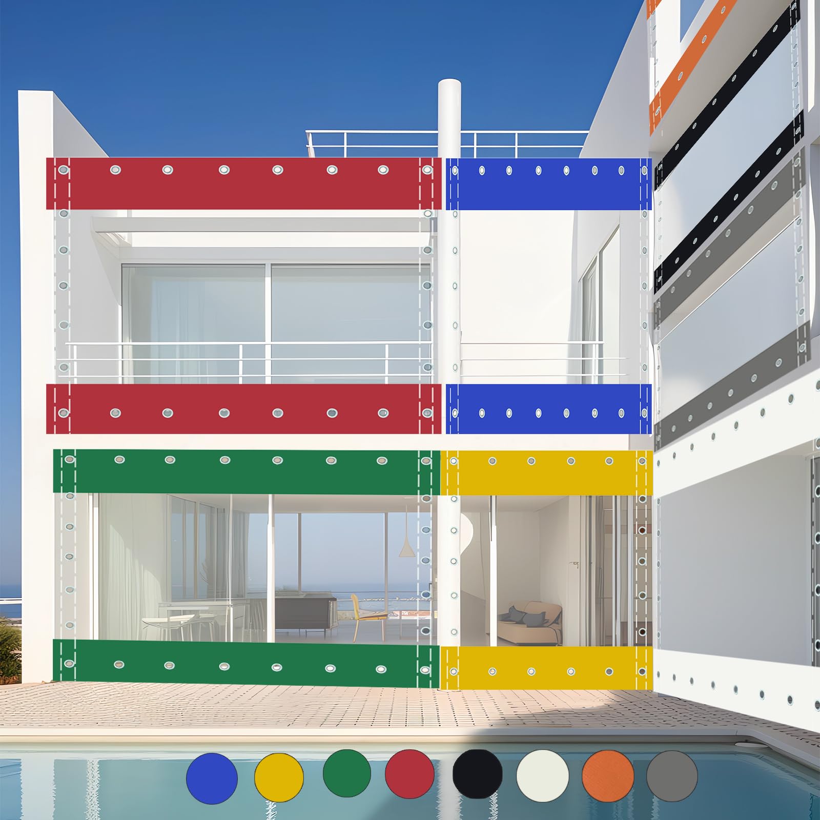 Pannelli Laterali Impermeabili per Pergola Tende Trasparente con Occhielli,Telone Tende Balcone Trasparenti per Esterni,Terrazze,Giardino,Balcone Portico (altezza x larghezza) 3x3,7m/9.84x12.14ft