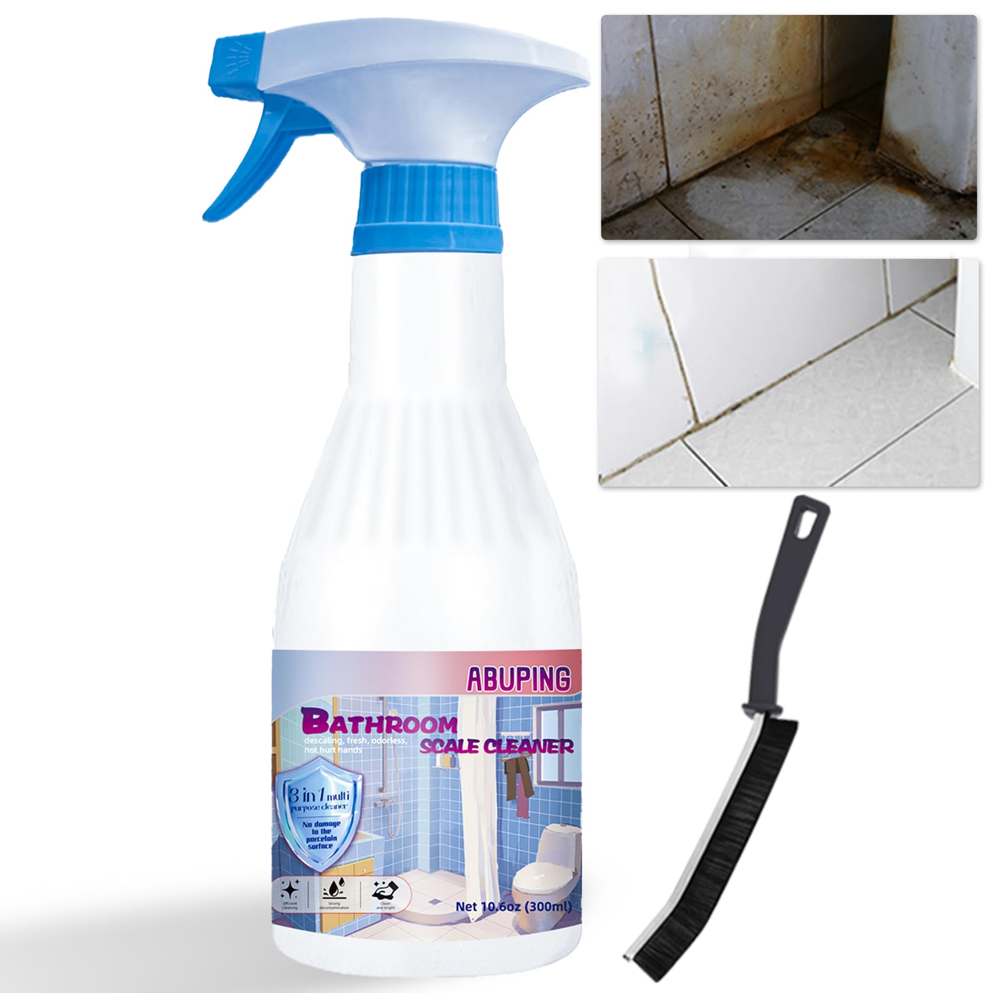 ABUPING All Purpose Cleaner, Grout Cleaner for Tile Floors, Soap Scum Remover for Shower, Bathroom Descaler Foam Spray, Suitable for Toilet, Bathtub, Wall, Etc, 1PCS