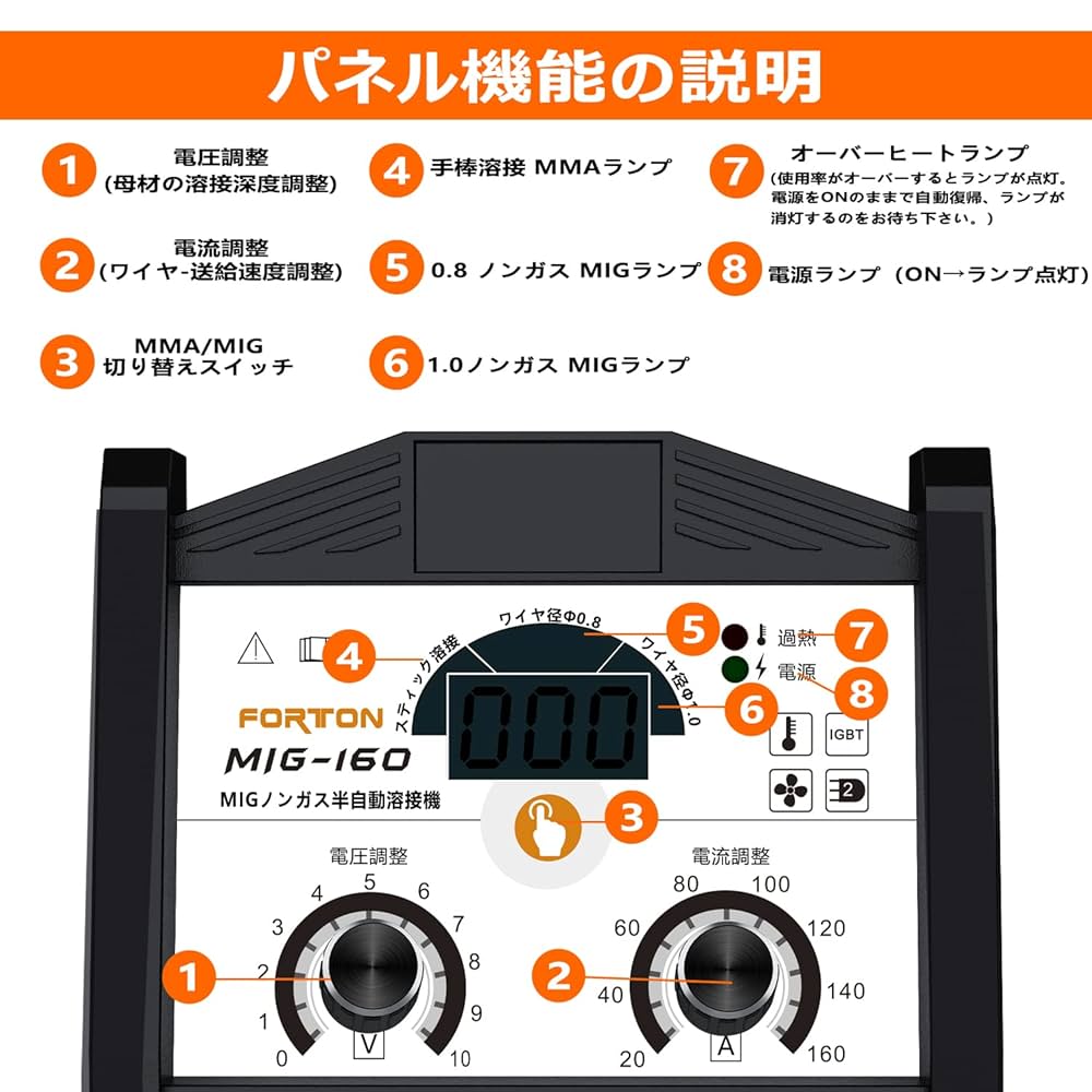 新品★MIG160 半自動溶接機 IGBT 100V200V Amazon | FORTON 半自動溶接機MIG160 AC100V 1台両用 MMA・MIG