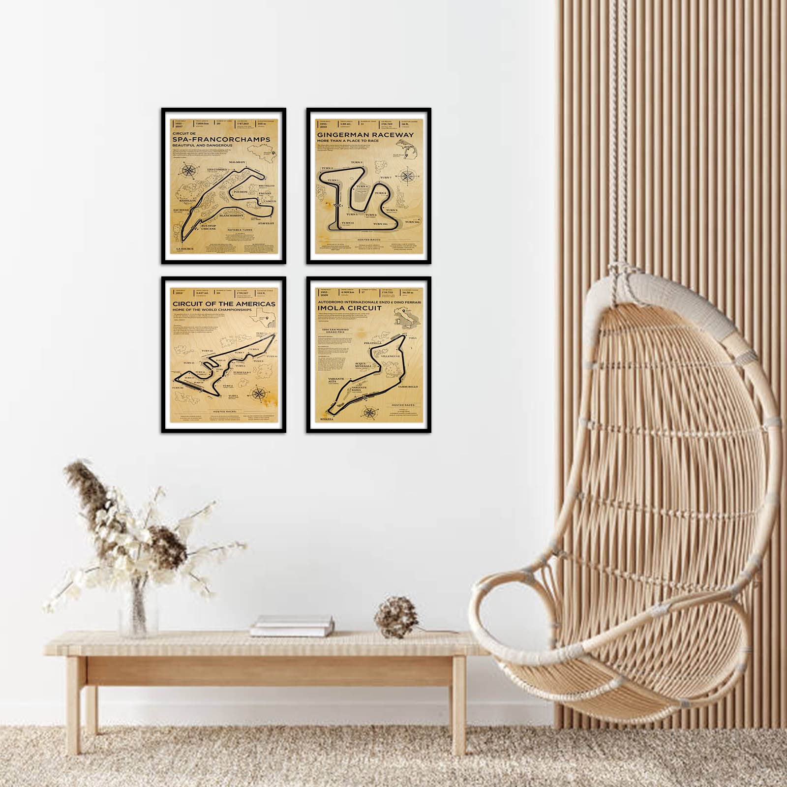 Lienzo de circuito de carreras vintage F1 de 8 x 10 pulgadas, sin marco, decoración de habitación de niños, regalos para amantes de los autos, 8 x 10 pulgadas, 8 piezas 5