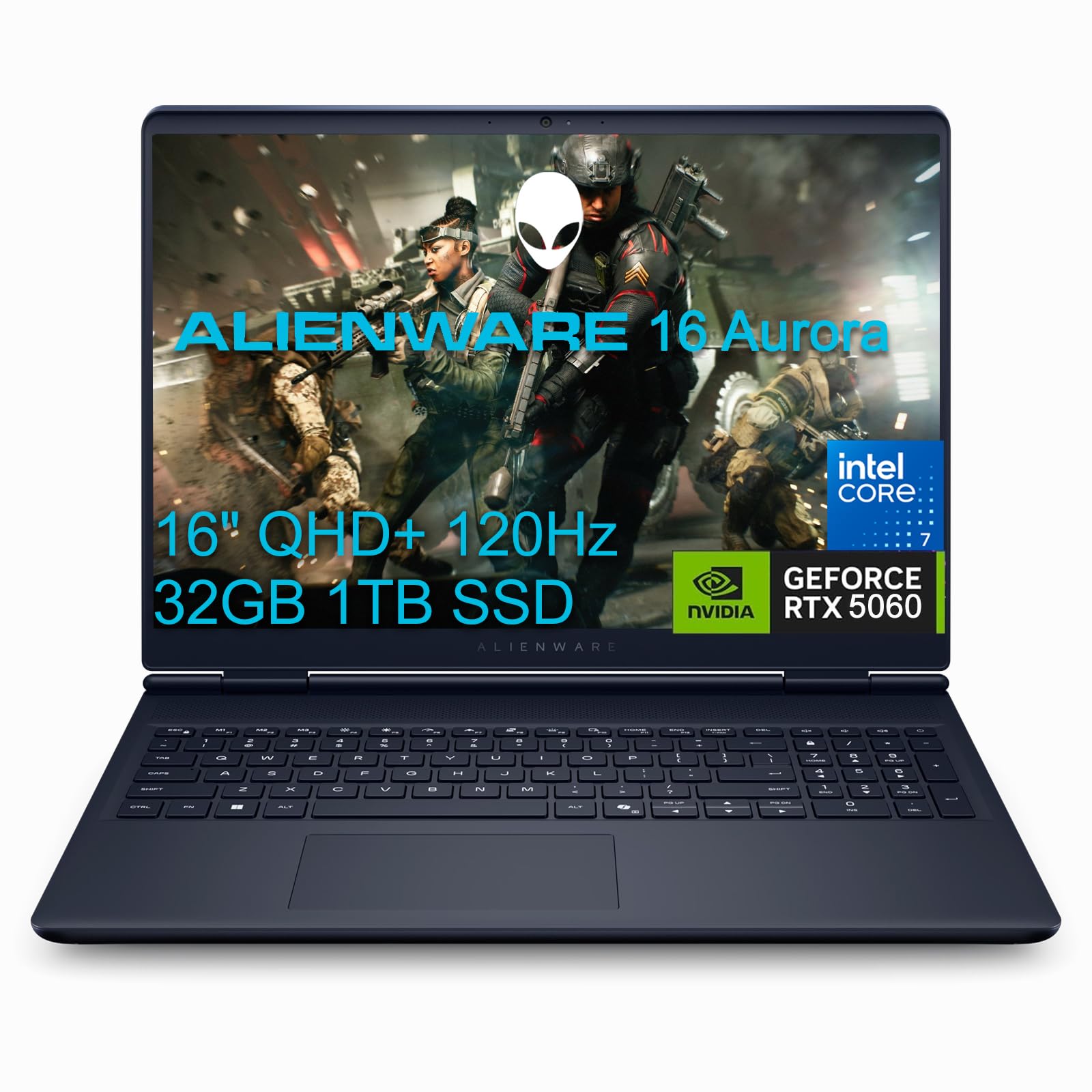 2025 Alienware 16 Aurora Gaming Laptop (16" QHD+ 120Hz, Intel 10-Core 7 240H, 32GB DDR5 RAM, 1TB SSD, NVIDIA GeForce RTX 5060 8GB), White Backlit Keyboard, Wi-Fi 7, Ethernet, Webcam, Win 11 Home