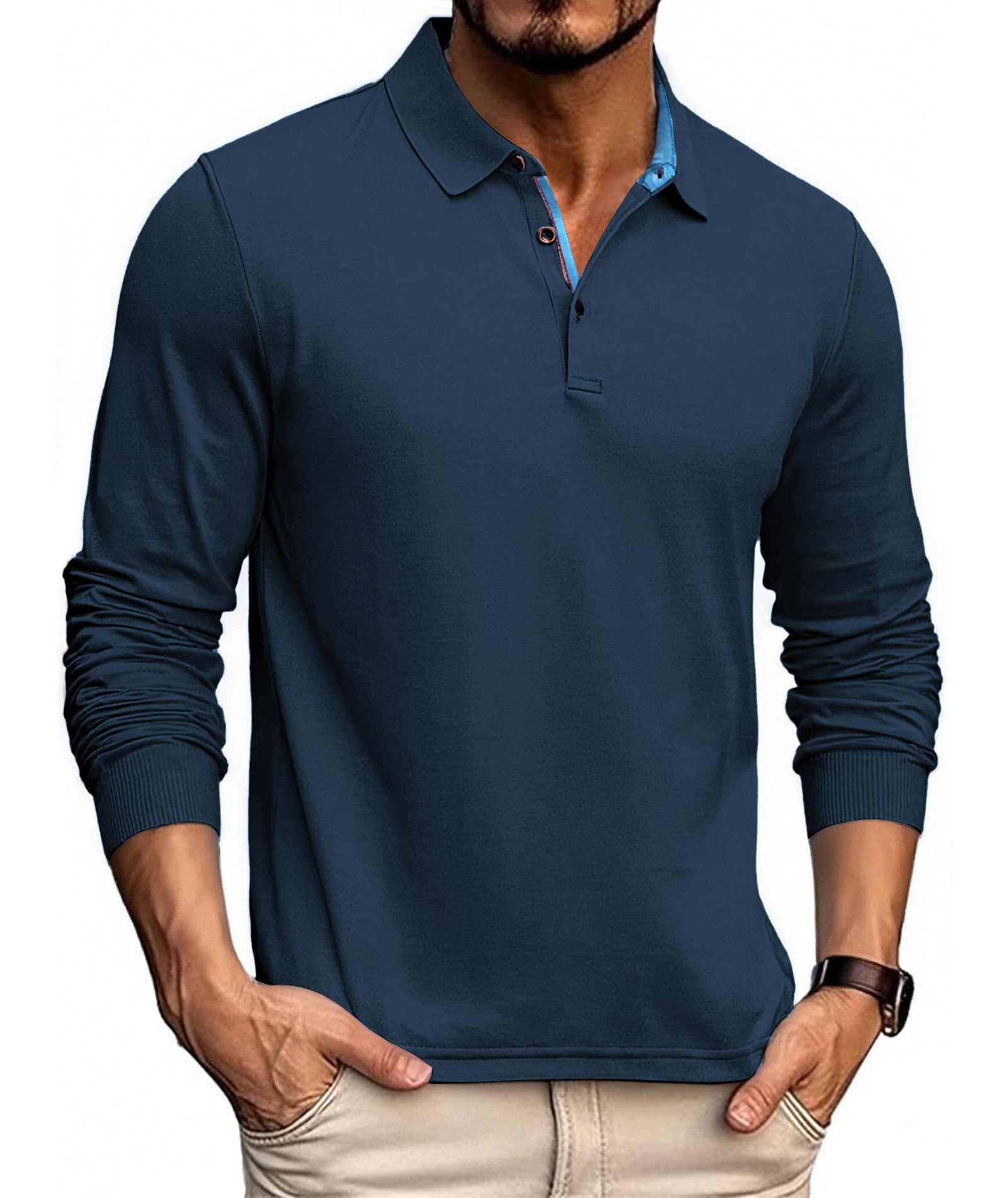 SwissWell Poloshirt Herren Langarm Schnelltrocknend Funktions Longsleeve T-Shirts für Männer Atmungsaktiv Casual Golf Polohemd