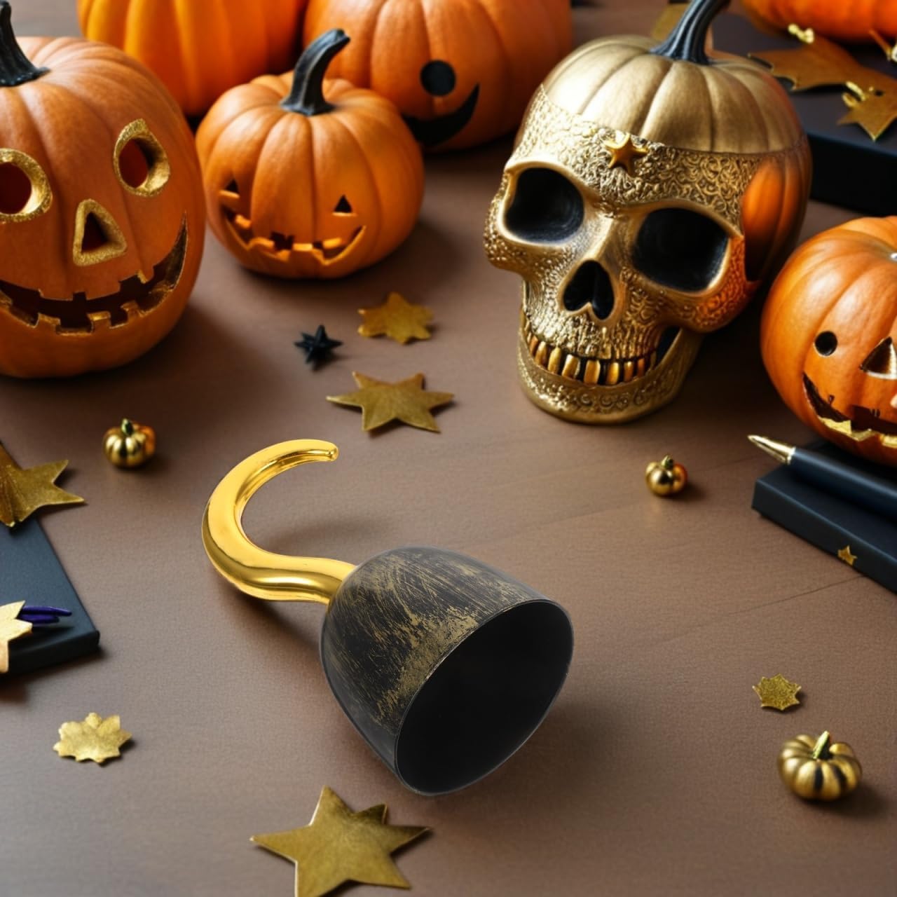 Kisangel Pirate Costume Prop, Halloween Party Pirate Hook, Plastic Hook for Kids and Adults, 7.48 Inch, Coffee