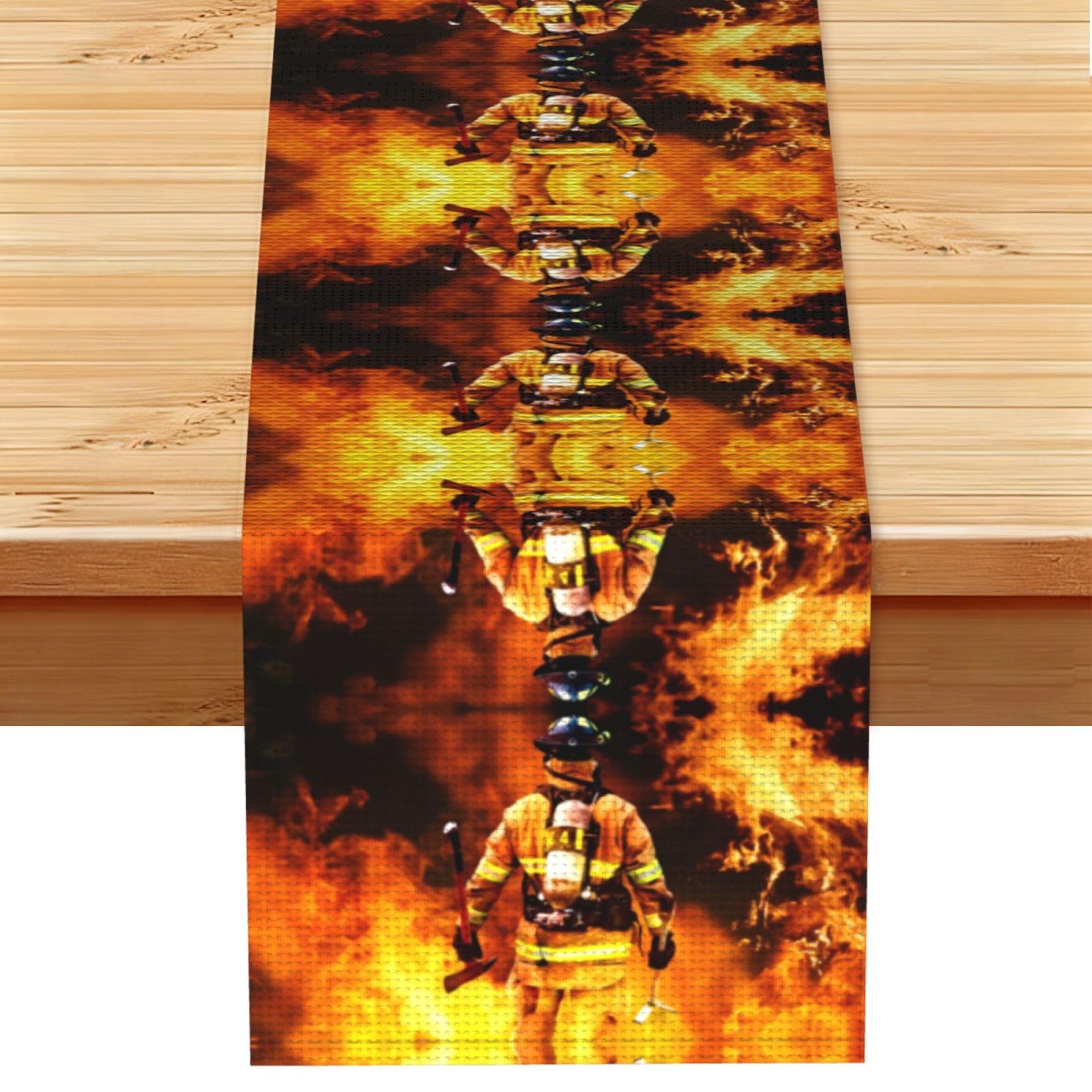 Firefighter Fireman Flame Linen Feel Table Runner Wedding Party Home Decoration