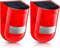 Vista 12 de Qualirey Alarma solar de sonido y luz, sensor de movimiento, sirena de seguridad para exteriores, 129 db, detector activado impermeable, alarma