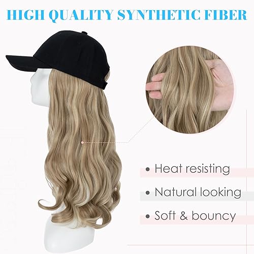 Miniatura 105 de Hairro Cap with Hair Attached For Women Wig Hat with Hair Short Bob style Synthetic Wavy Curly Adjustable Ball Cap Wiggy Hair Extensions 8" 180g #1