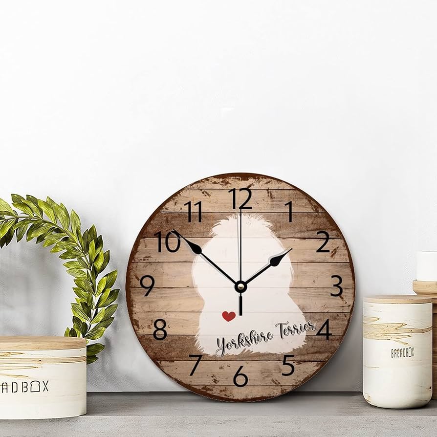 Amazon.com: Guangpat Yorkshire Terrier Wall Clock Vintage