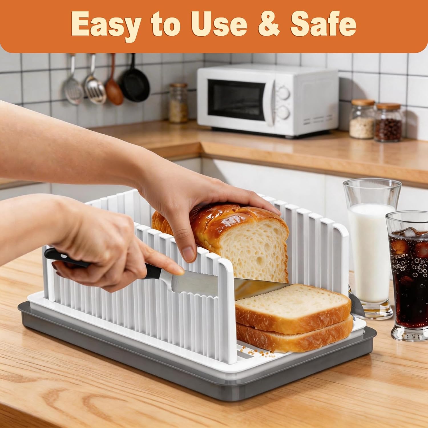 NIUXX Bread Slicer for Homemade Bread - Dishwasher Safe and Crumb Tray