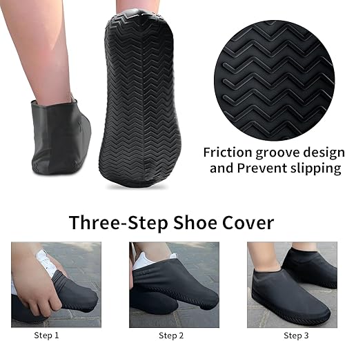 Miniatura 4 de Fundas impermeables para zapatos, fundas de silicona mejoradas, reutilizables, antideslizantes, lavables, para lluvia y nieve, al aire libre,