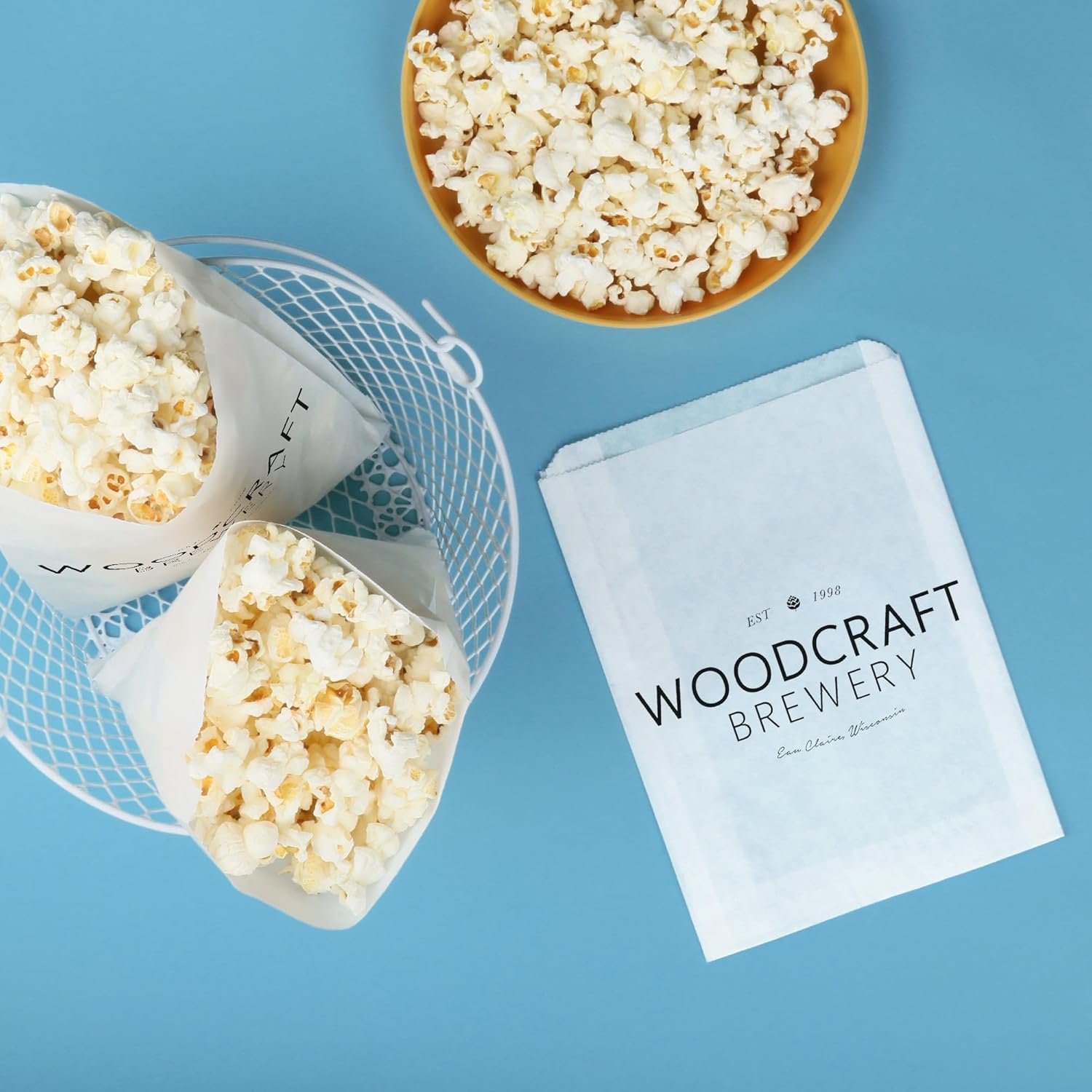 Big Dot of Happiness Custom Logo Paper Treat Bags, Personalized Corporate Branded Business Party Individual Candy Snack Favors, Greaseproof White Sandwich Cookie Bags - 100 Count