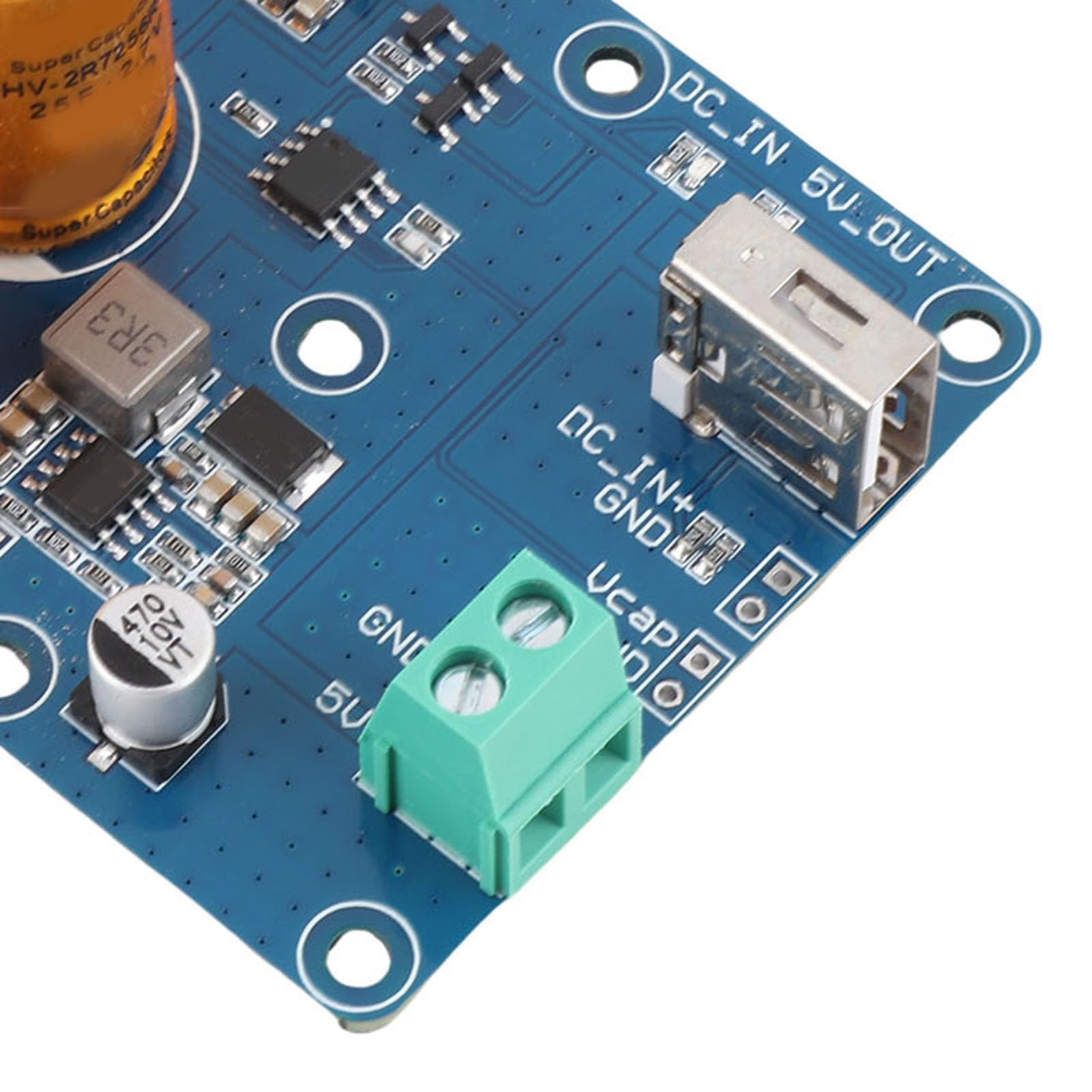ZJchao Supercondensador UPS para Raspberry Pi, Entrada DC 9-24V, Salida DC5V3A, Backup de 10-60s, Ideal para servidores, automatización y protección de Datos en proyectos energéticos.
