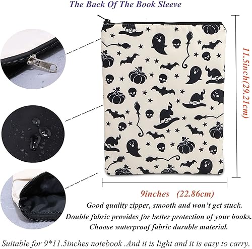 Miniatura 2 de KUIYAI StSpookyBS) - Funda para libro de temporada espeluznante, regalo de fiesta de Halloween, esqueleto de terror, murciélago, calabaza, bolsa con