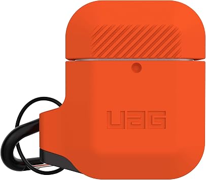 UAG Silicone for AirPods 1 & 2 Case with Carabiner, Orange/Dark Grey