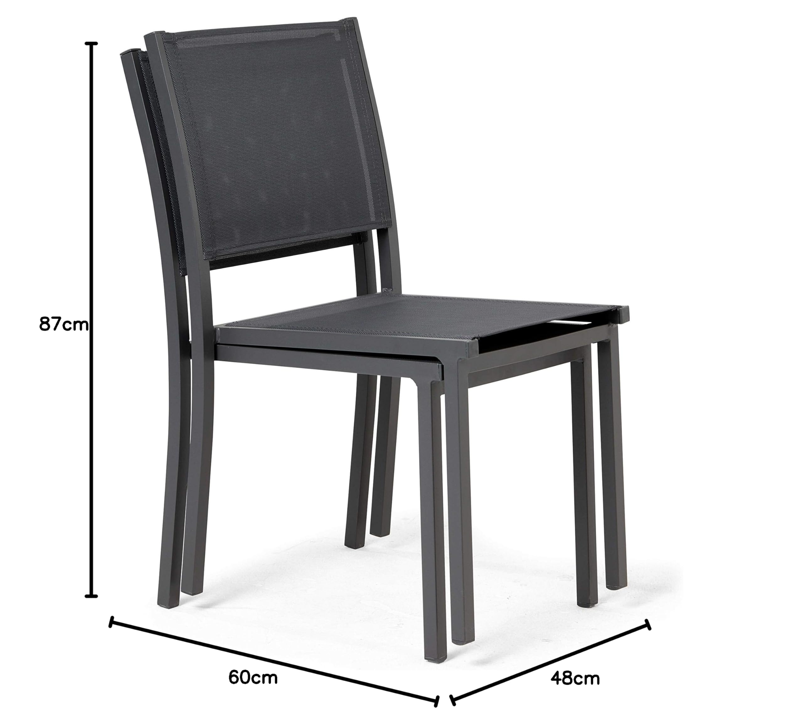 Oviala - Silla de jardín (aluminio y textileno), color gris