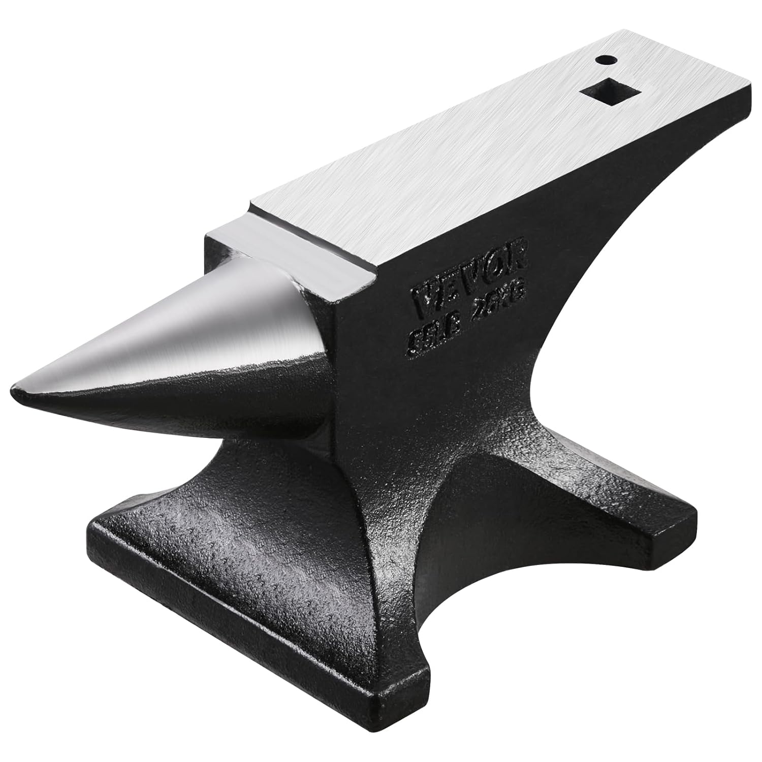 VEVOR 55lb Single Horn Cast Steel Anvil - High Hardness 50 HRC, 80% Rebound, Stable Base for Blacksmith Forging & Shaping