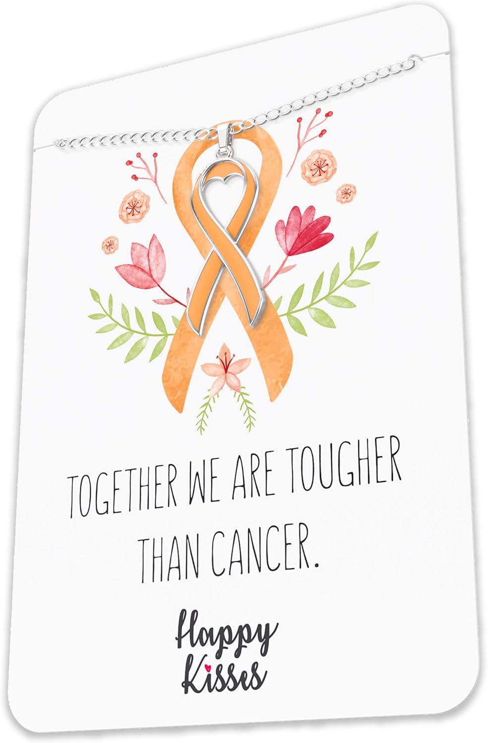 Happy Kisses Cancer Awareness Necklace - Ribbon Pendant, “Together We are Tougher Than Cancer” - Gift for Women - Image 4
