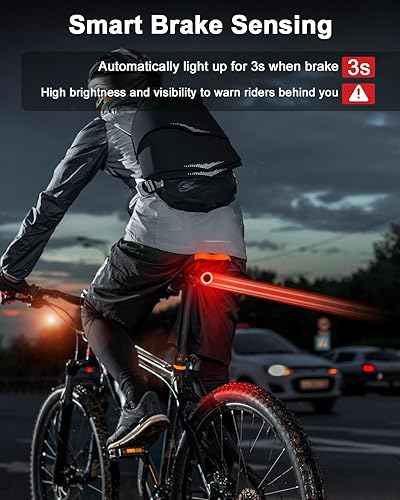 Miniatura 3 de Juego de luces traseras para bicicleta y bolsa de sillín  Luz trasera LED recargable con detección de freno con encendidoapagado automático, bolsa