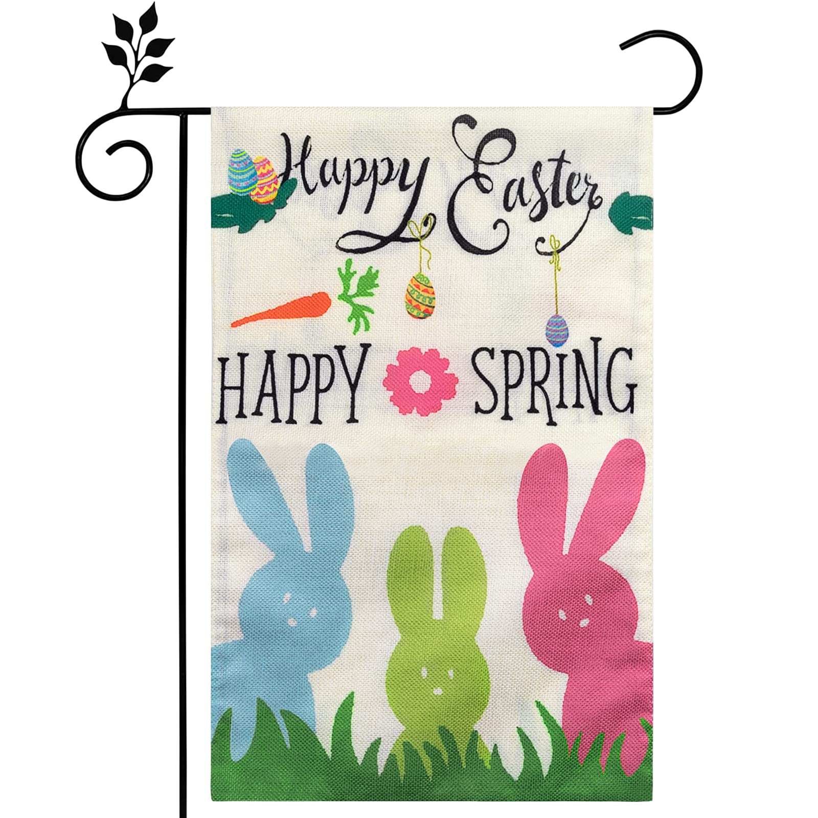 Easter Garden Flag Vertical Double Sided Easter Bunny Rabbit, Happy Spring Flag Outdoor Decoration for Farmhouse Yard 11.7x18.5inch